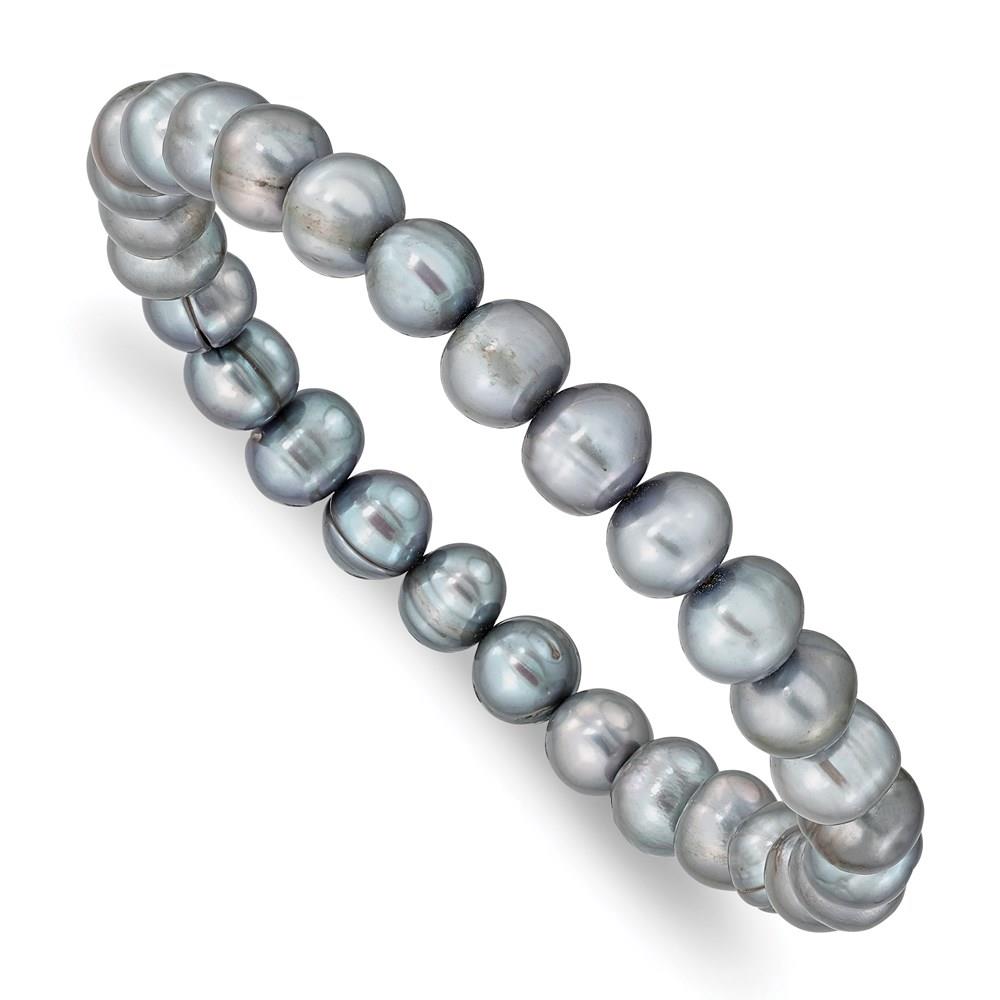 Distinctive Grey Semi-round Freshwater Cultured Pearl Stretch Bracelet 6-7mm