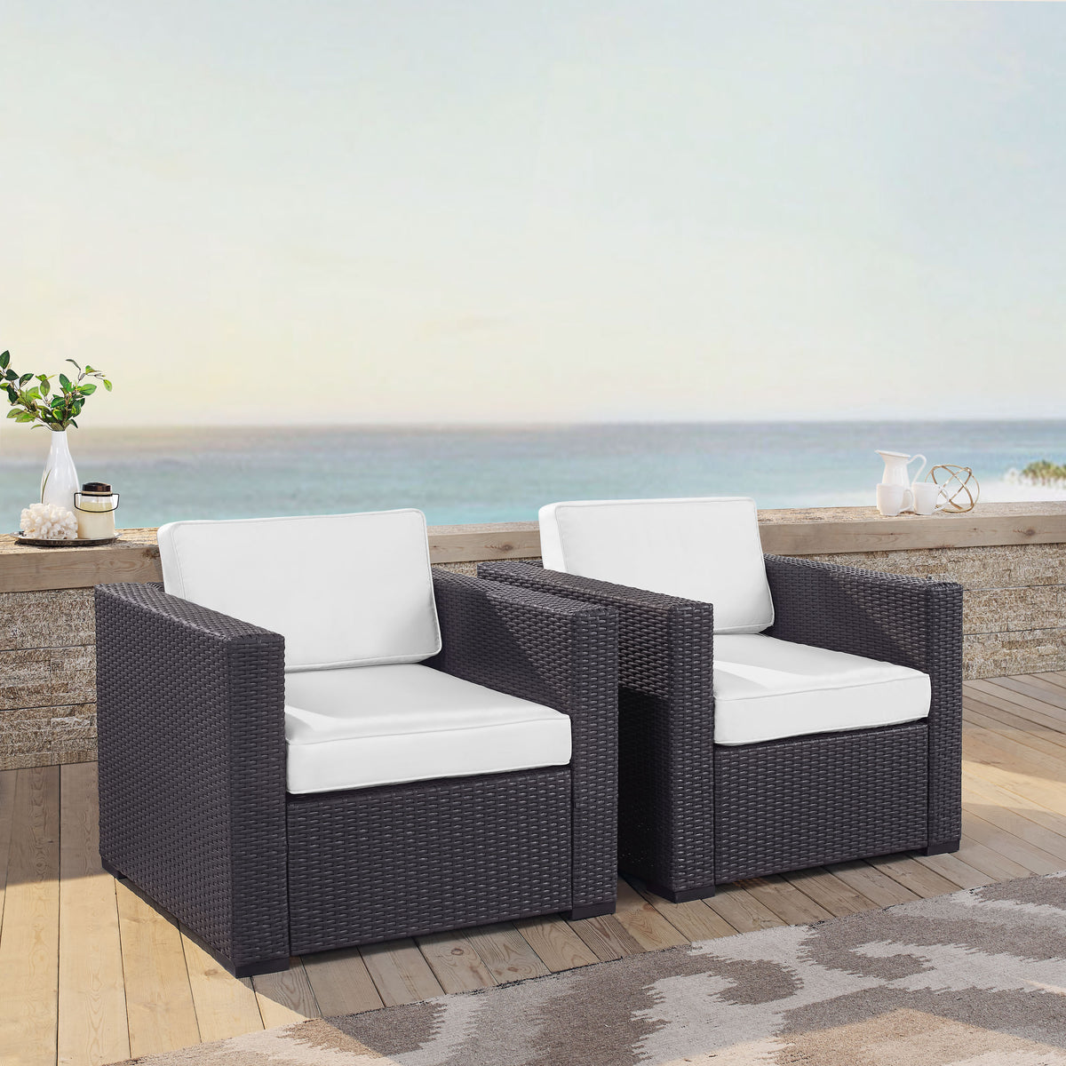 Crosley Outdoor Biscayne 2Pc Wicker Outdoor Chair Set