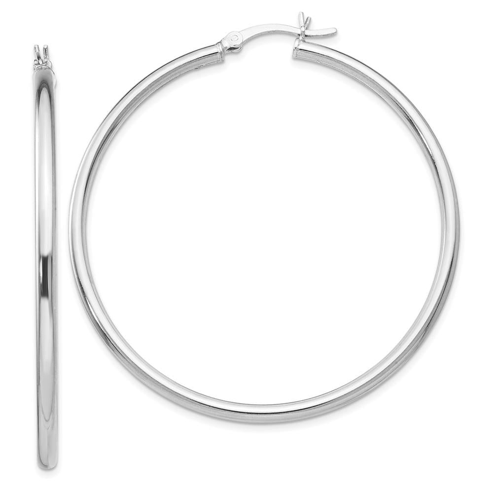 Distinctive Sterling Silver Polished Hinged Hoop Earrings