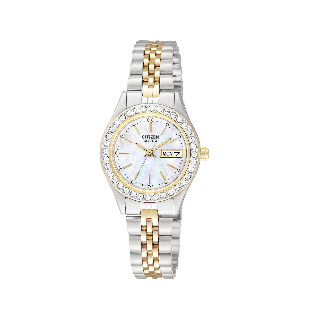 Citizen Womens Two Tone Stainless Steel Watch with Crystal Bezel