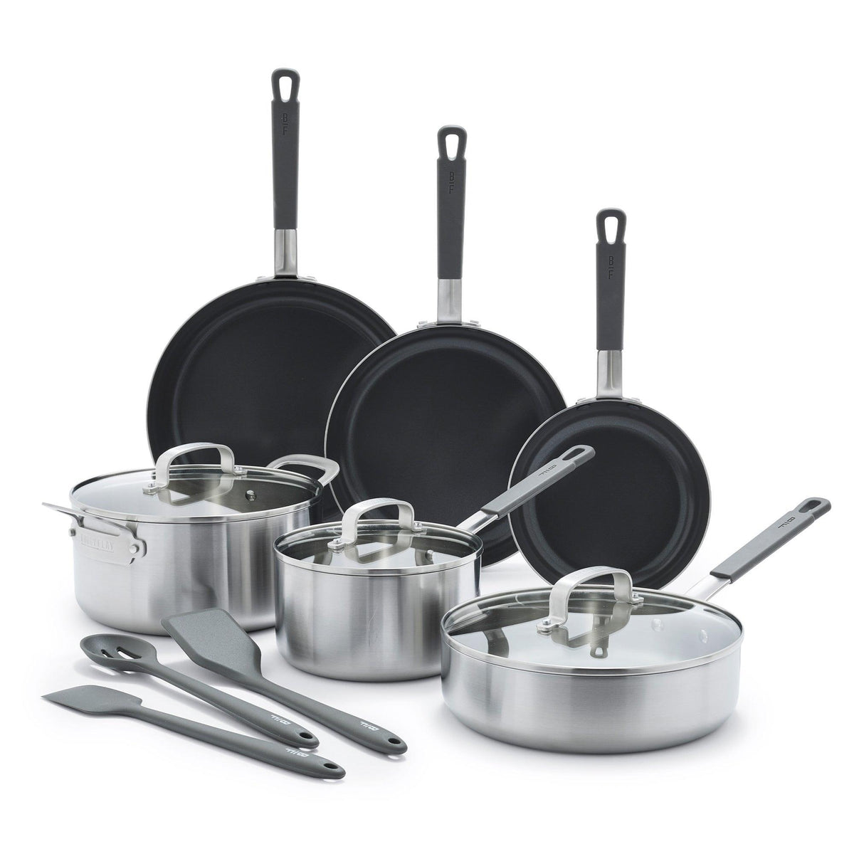 Bobby Flay Stainless Steel PFAS-Free Nonstick 12pc Cookware Set