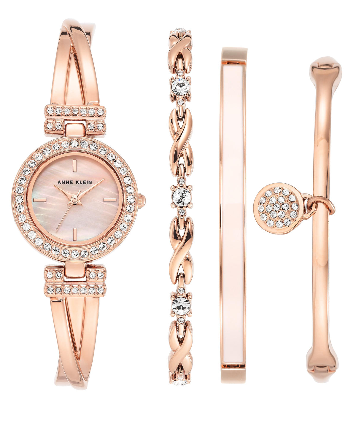Anne Klein Women's Rose Gold Bracelet Watch Set