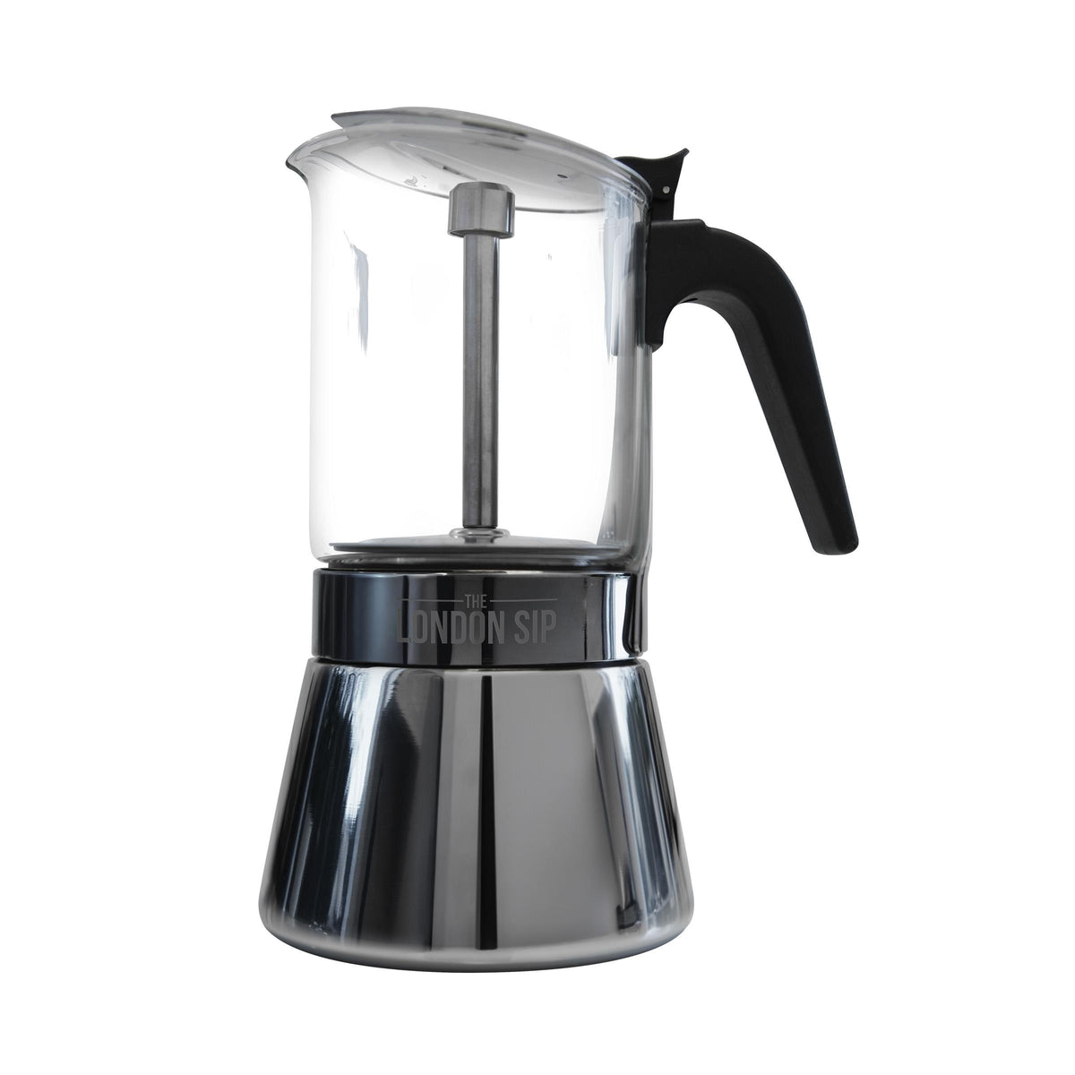 KitchenSupply London Sip - 9-Cup Stainless Steel Espresso Maker - Glass