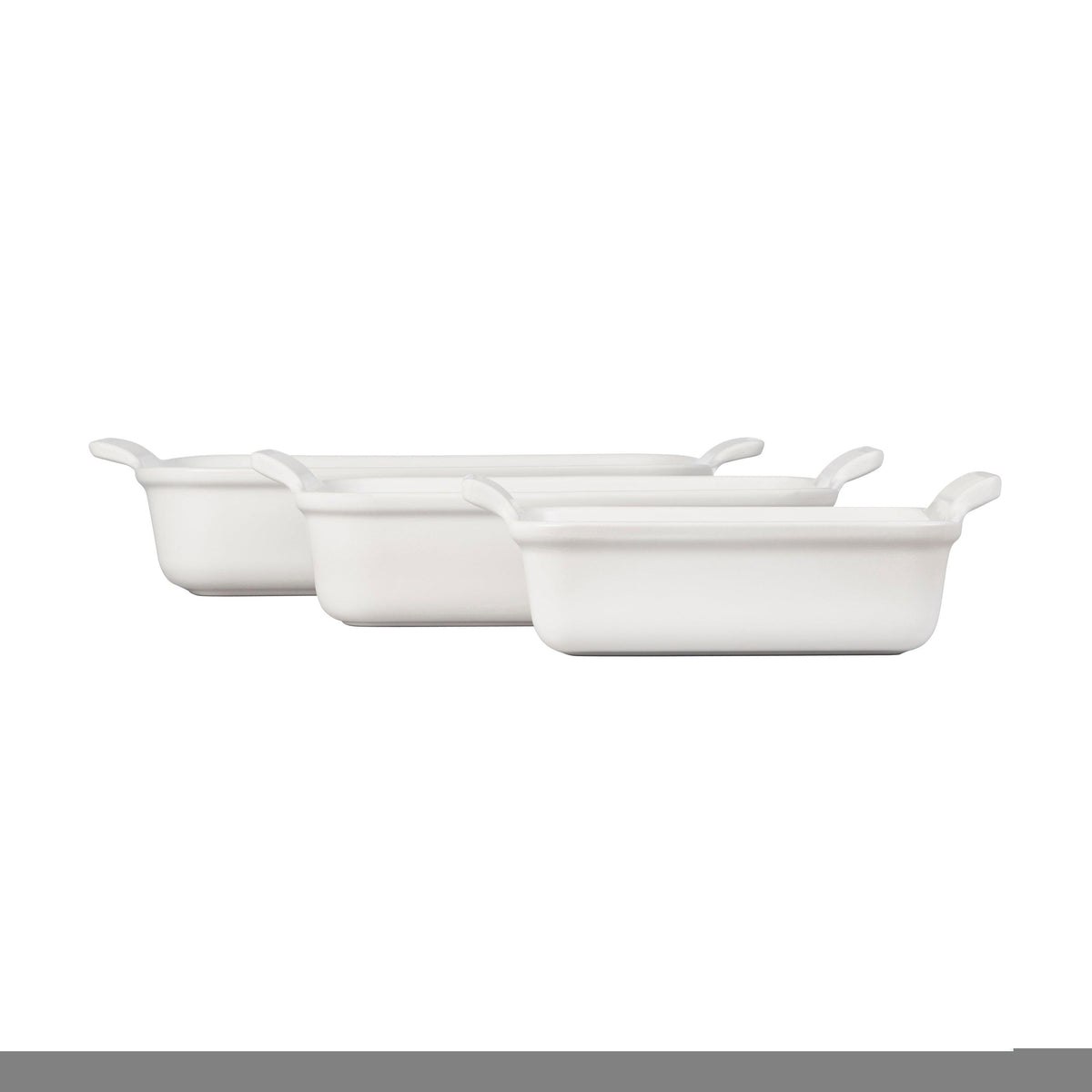Le Creuset 3pc Heritage Stoneware Rectangular Baking Dish Set White
