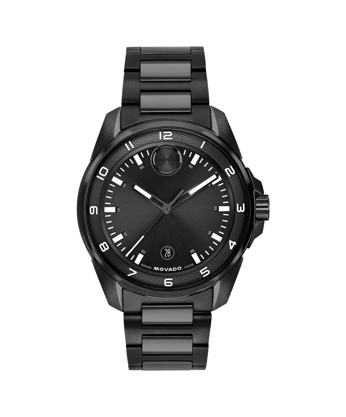 Movado Bold Verso S Gents. Black IP Case and Bracelet. Black Dial.