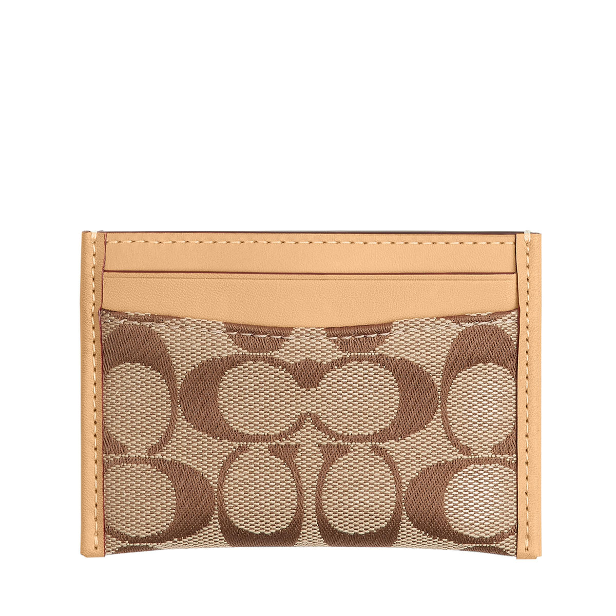 COACH Signature Jacquard Essential Card Case - Khaki/Brass
