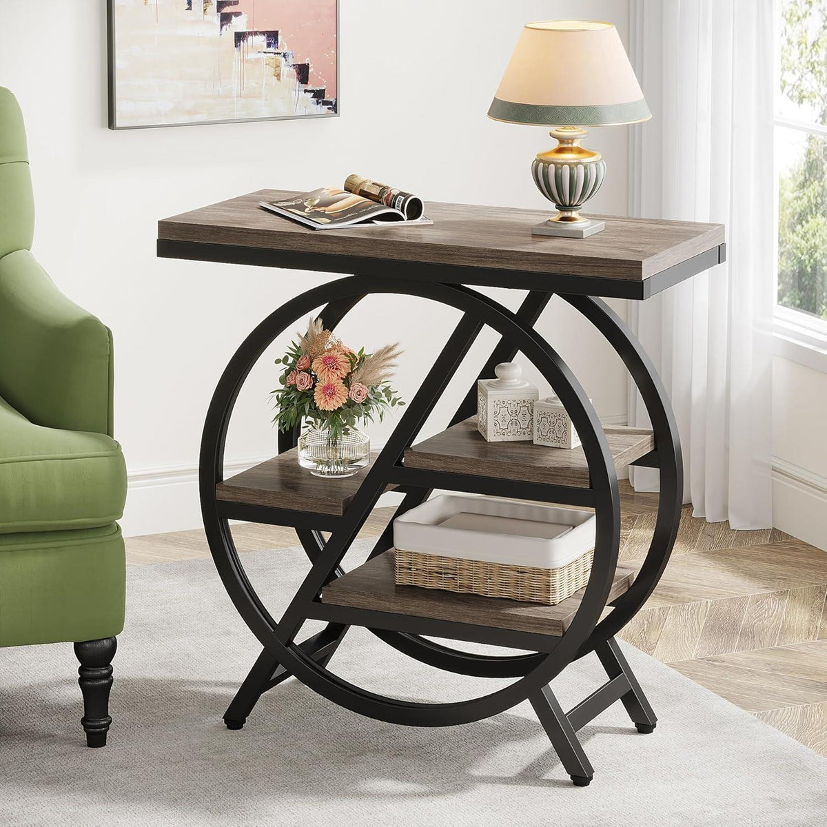 Stark Home 25.6" 3-Tier Narrow End Table With Storage