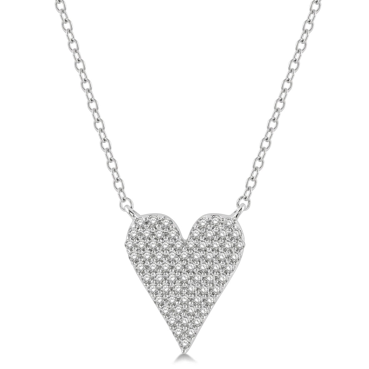 Jilco Pave Set Diamond Heart Motif Necklace Silver