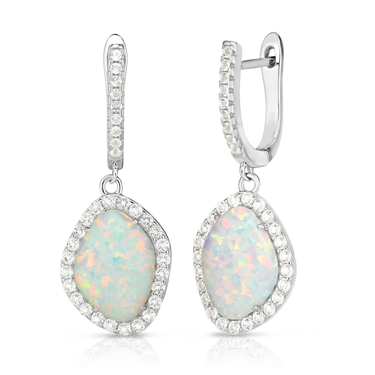 Jilco Deco Opal & White Sapphire Earrings