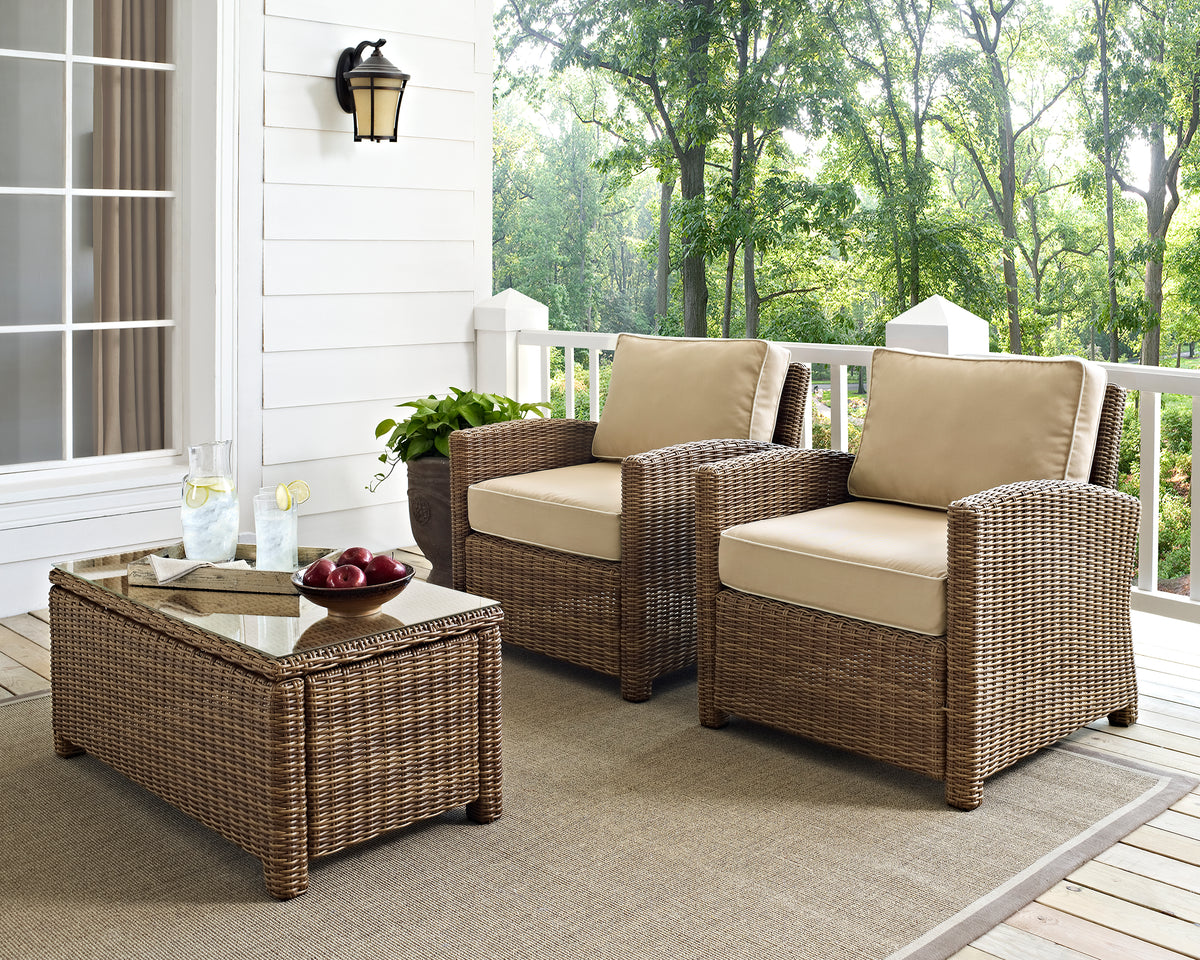 Crosley Outdoor Bradenton 2Pc Wicker Outdoor Chair Set