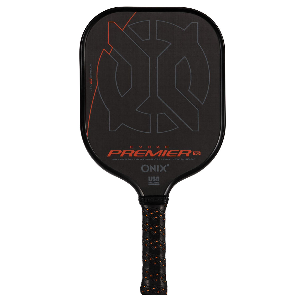 Escalade Sports ONIX - Evoke Premier Raw Carbon 16 Pickleball Paddle - Black