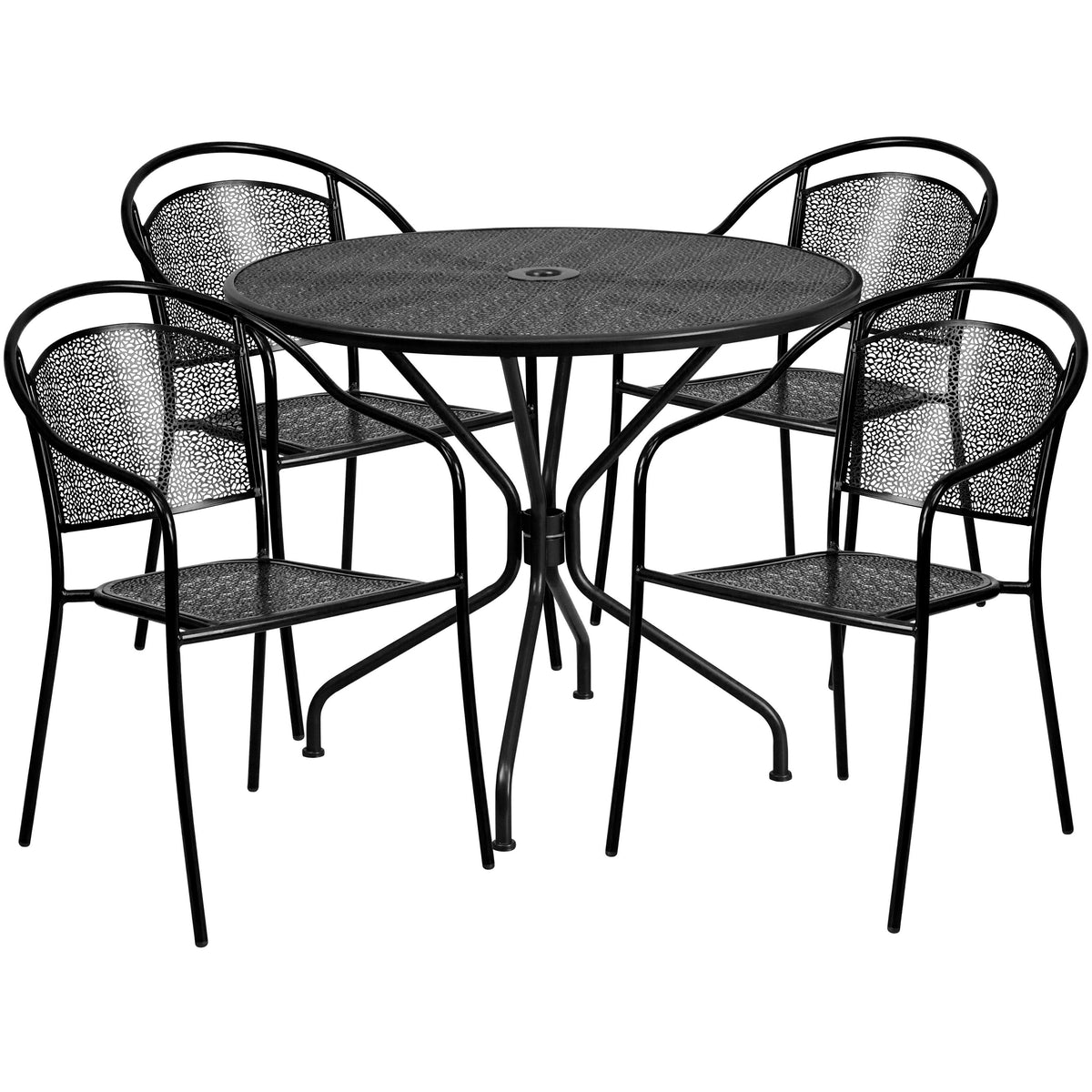 OSC Designs 5pc Round Steel Patio Set: Black