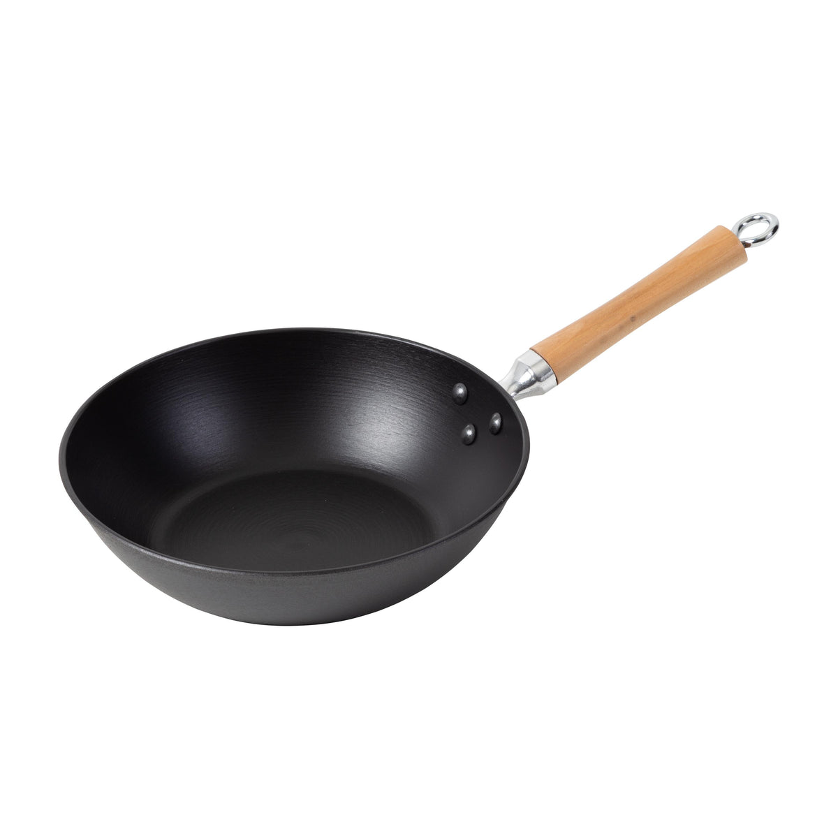KitchenSupply Joyce Chen - Professional Series 11.5-Inch Preseasoned Cast Iron Stir Fry Pan w/Maple Handle