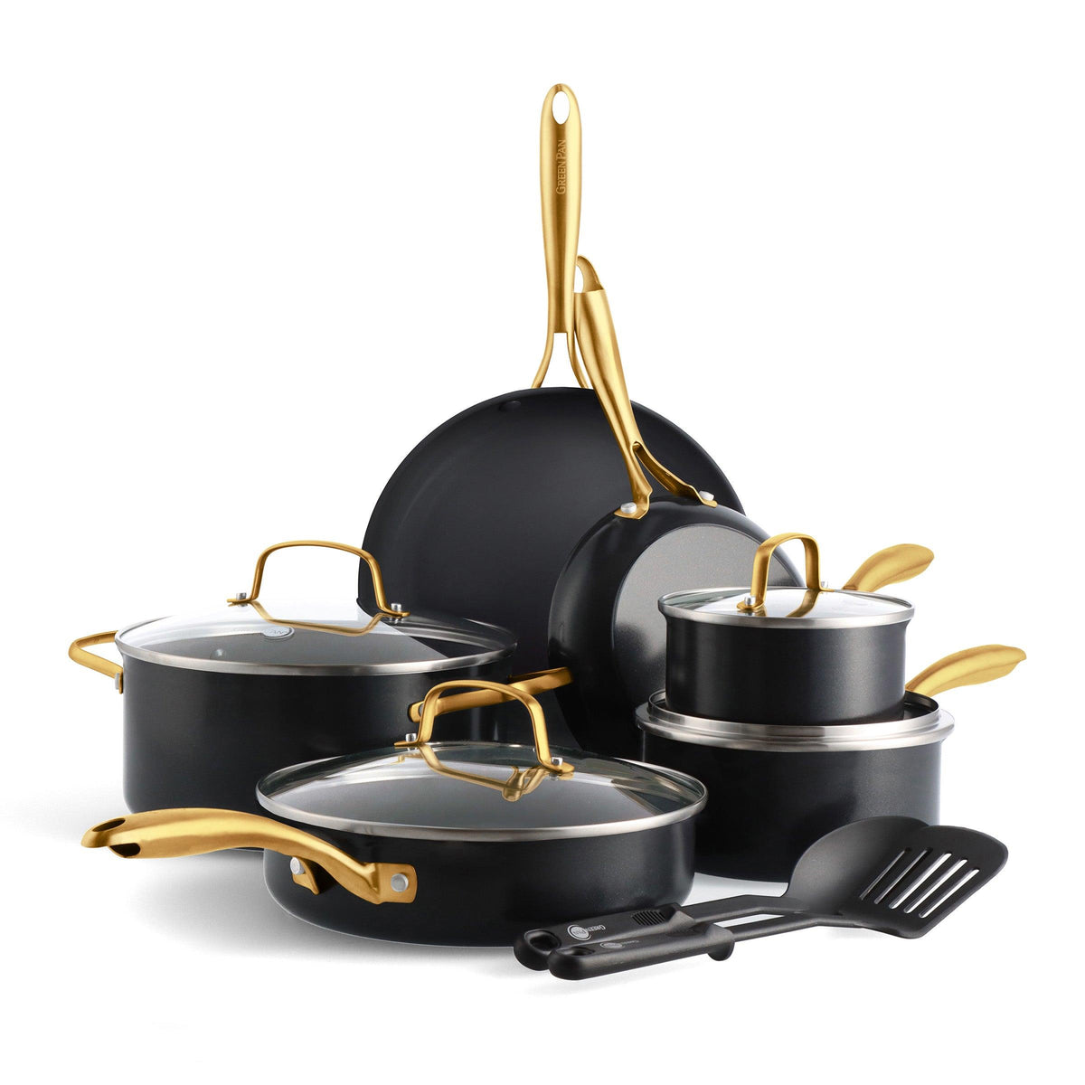 GreenPan Studio Ceramic Nonstick 12pc Cookware Set Black