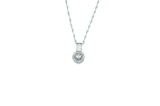 Completely Bella Center Cut CZ Halo Pendant Necklace
