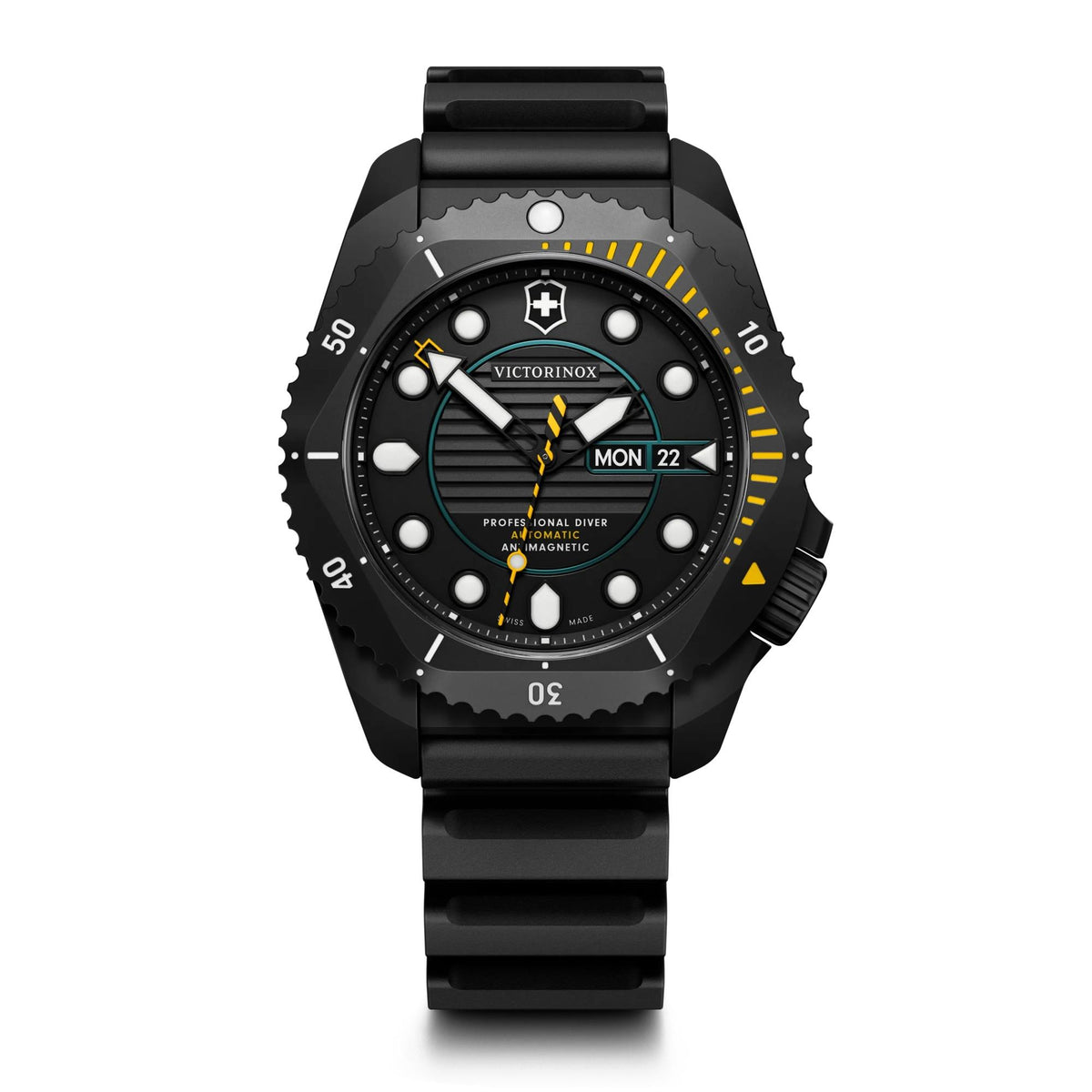Victorinox Swiss Army Dive Pro Auto 43mm, Black Titanium Case, Black Titanium Bezel, Black Dial, Black Rubber Strap