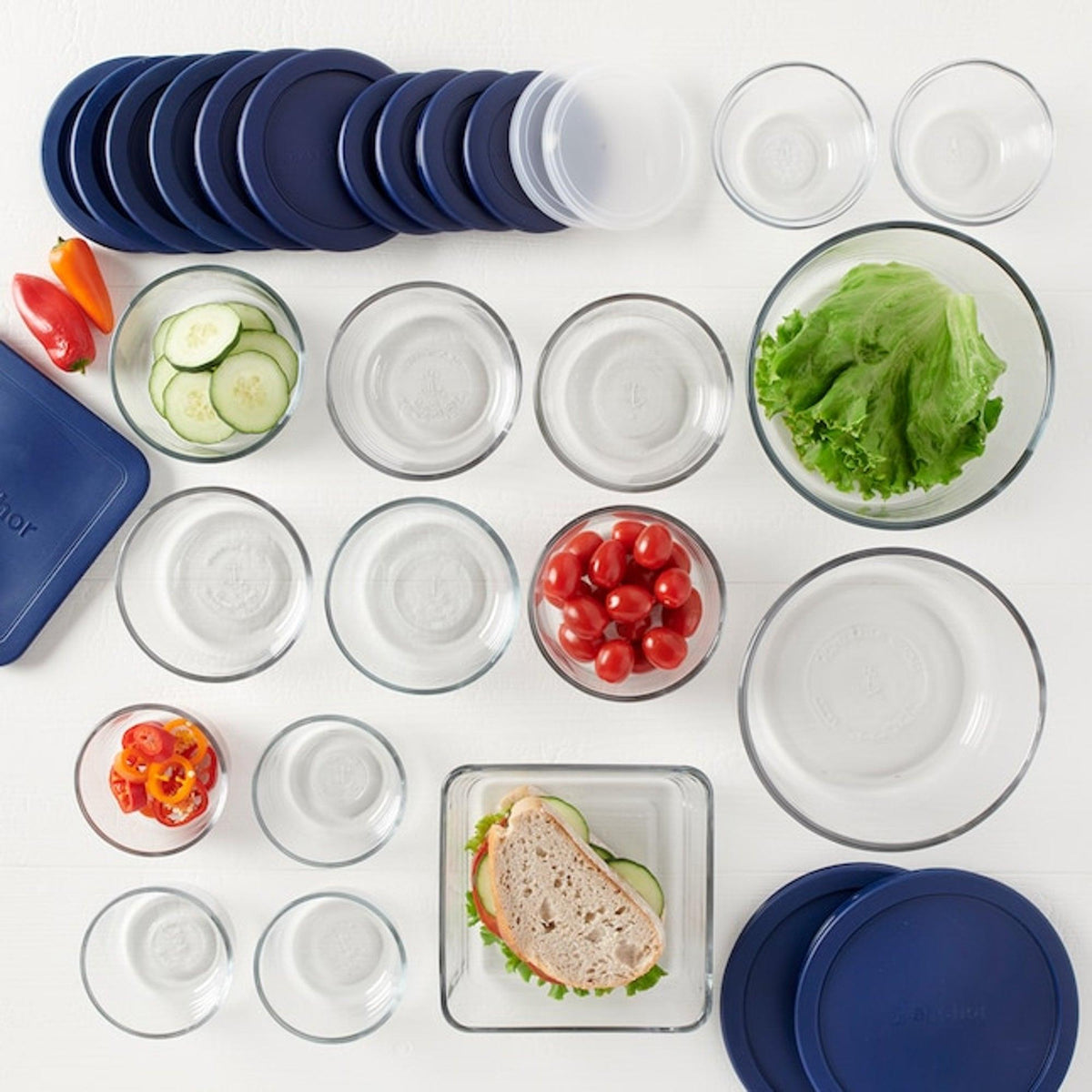 Anchor Hocking 30pc Glass Food Storage Set w/ Snugfit Lids Navy