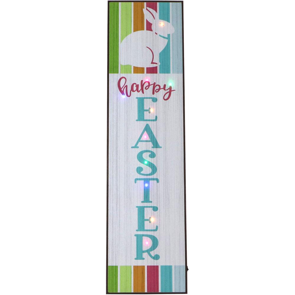 Fraser Hill 45-In. HAPPY EASTER Porch Leaner Sign with Battery-Operated LED Lights, Festive Spring Decoration, M