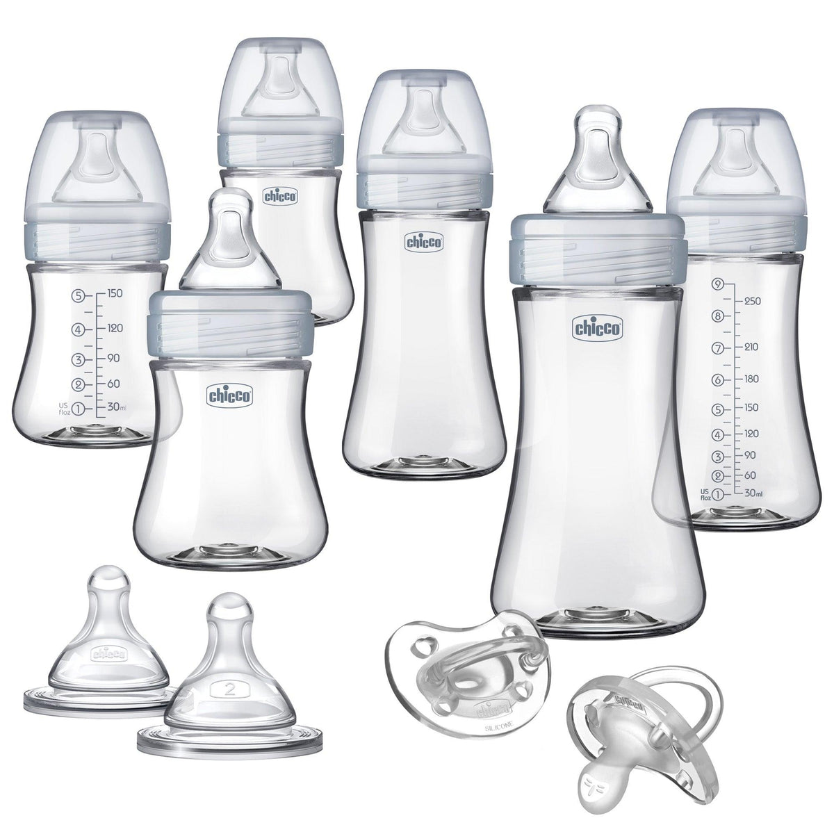 Chicco Duo Deluxe Hybrid Baby Bottle Gift Set Clear/Gray