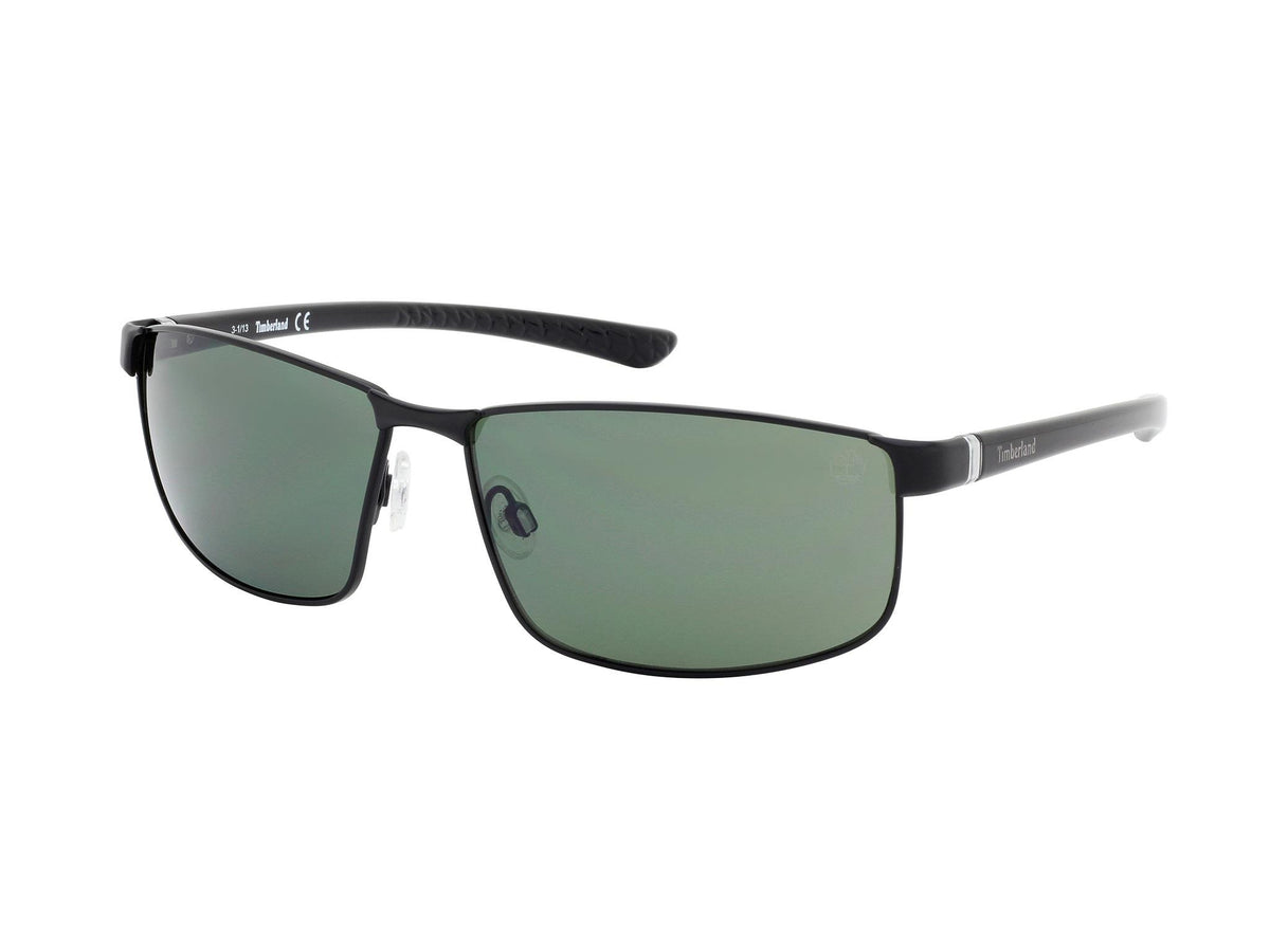 Timberland Mens Metal Rectangular Sunglasses-Black
