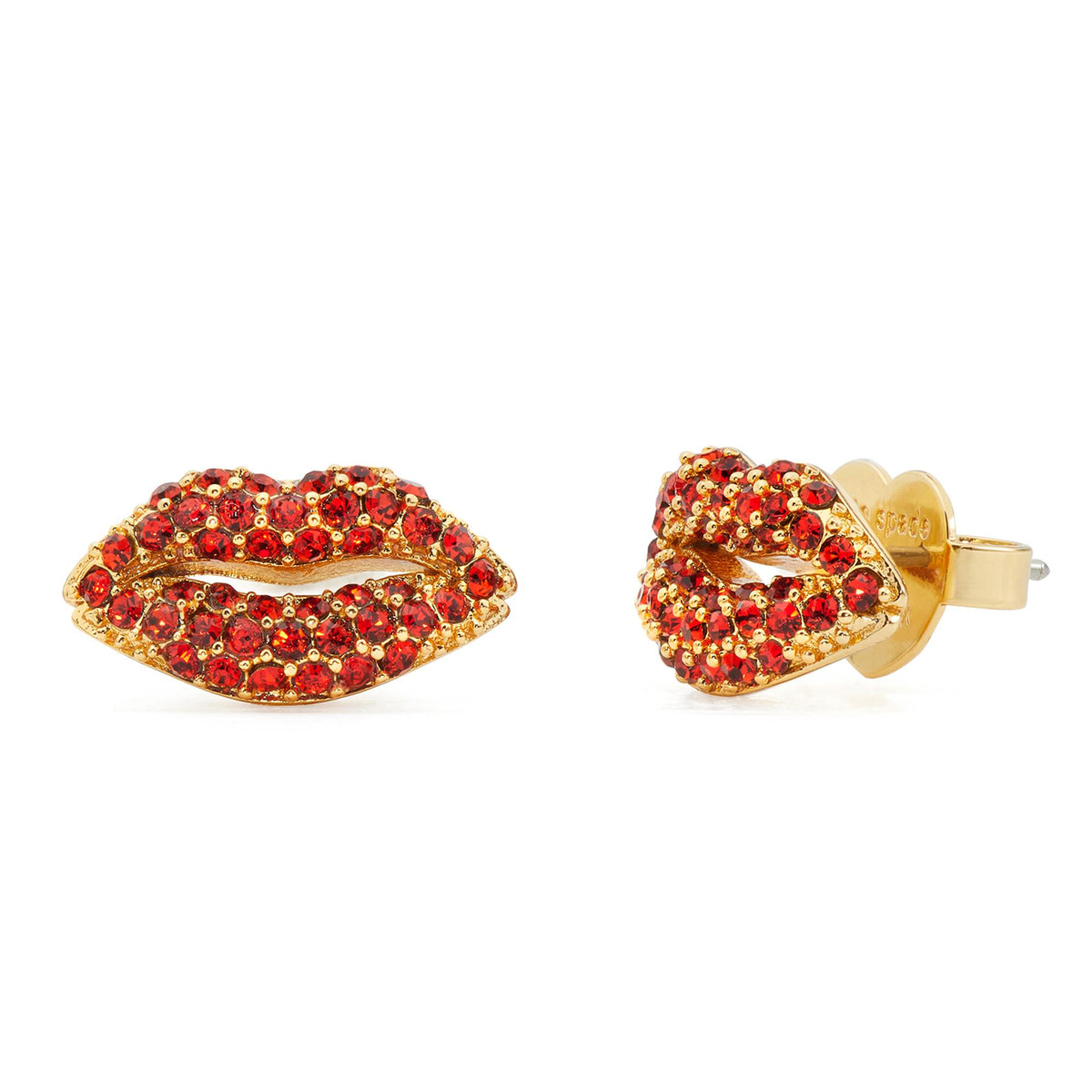 kate spade new york Kiss Pave Lip Studs - Red/Gold