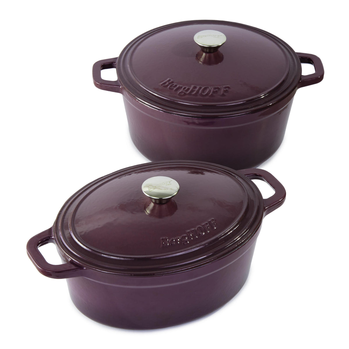 BergHOFF Neo 4pc Cast Iron Cookware Set, 5qt. & 7qt., Purple