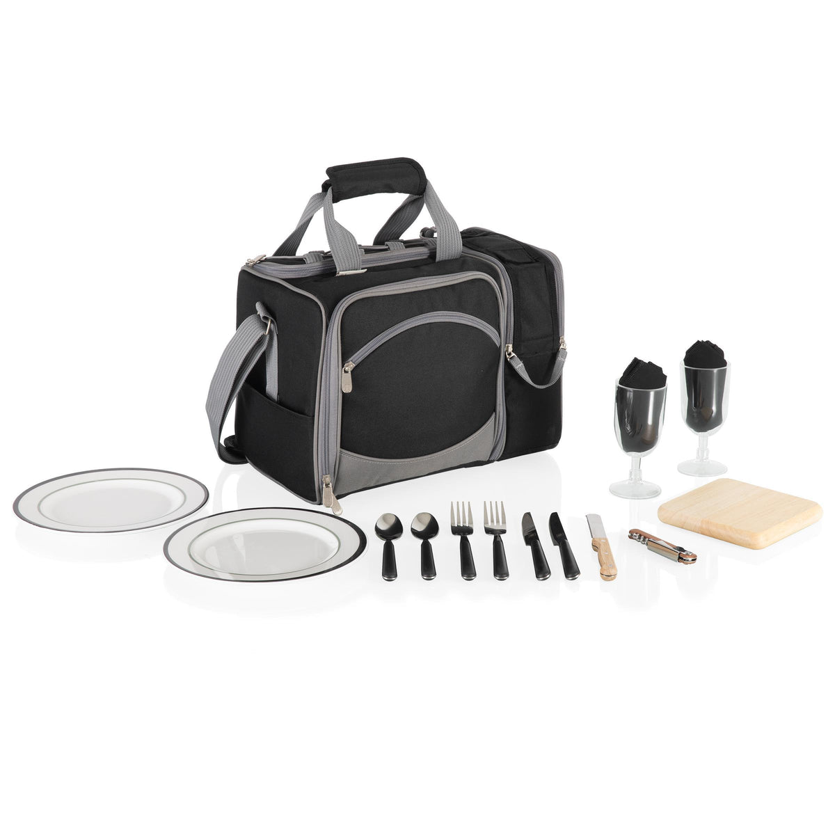 Picnic Time Malibu Cooler - Black with Gray Accents