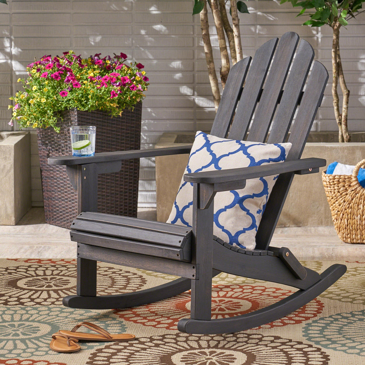 Stark Home Hollywood Outdoor Adirondack Wood Rocking Chair