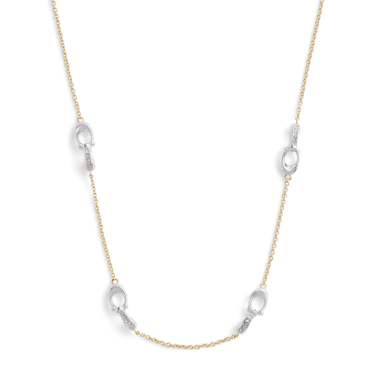 COACH Signature Pave C Strand Necklace - Two Tone