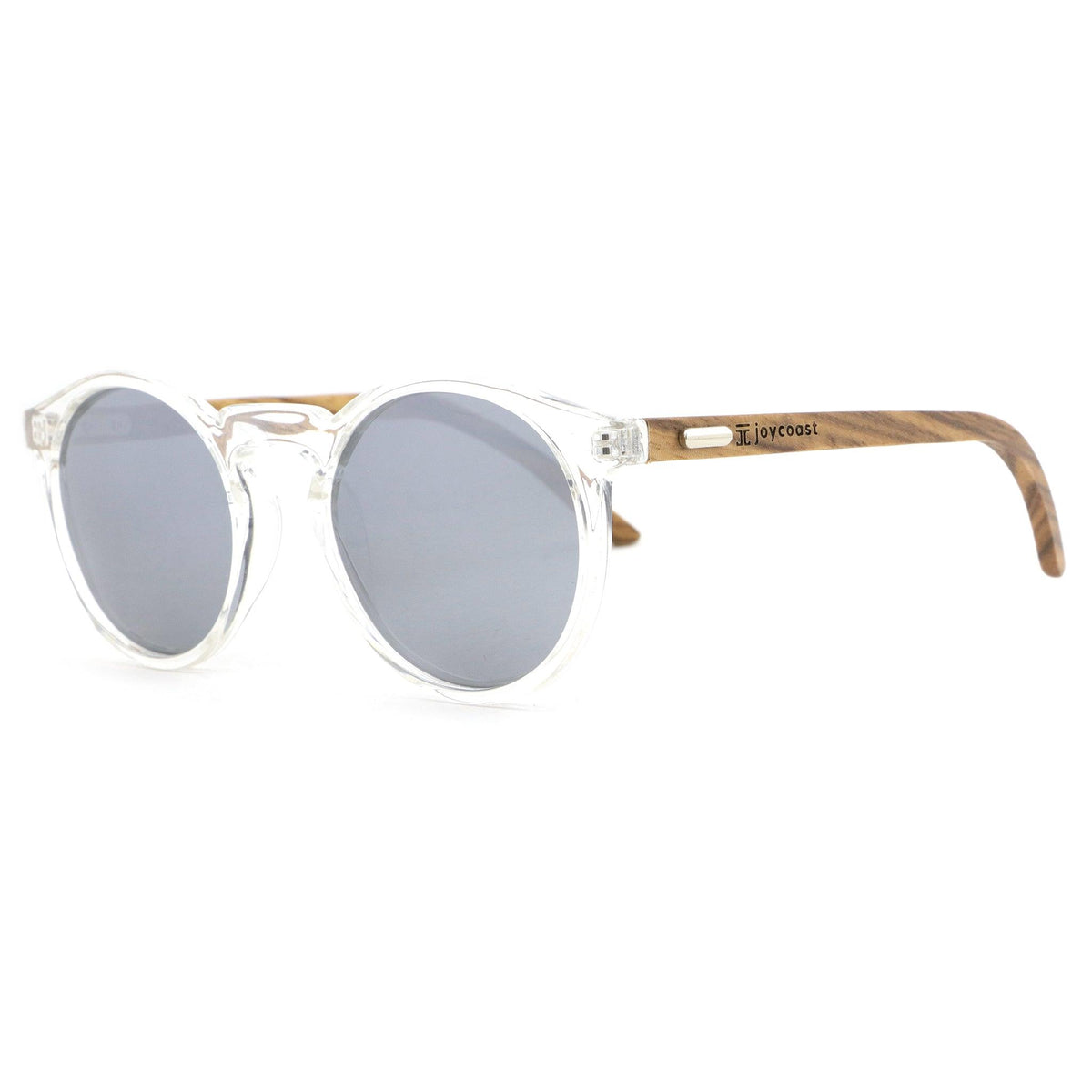 Joycoast Timber Grey - Round Acetate Wooden Sunglasses Silver