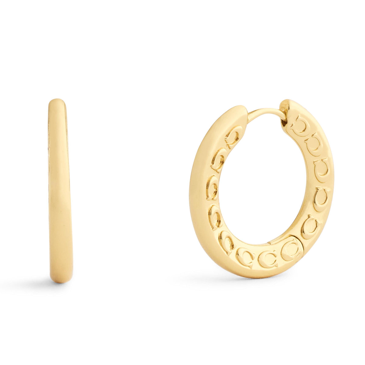 COACH Signature C Small Hoop Earrings - Gold