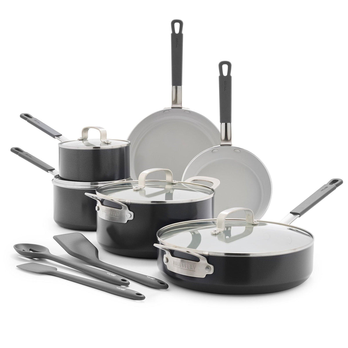 Bobby Flay Professional Ceramic Nonstick Aluminum 13pc Cookware Set Graphite