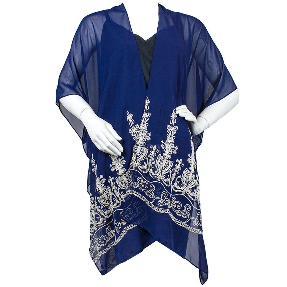 Jessica McClintock Kimono with Scroll Border