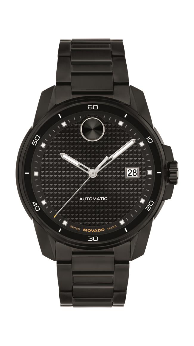 Movado Bold Verso Automatic Gents. Black IP Steel Case & Bracelet. Black Dial.