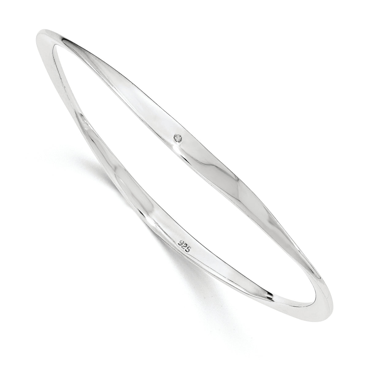 Distinctive Sterling Silver Diamond Bangle