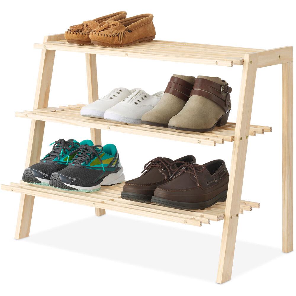 WHITMOR 3-Tier Wood Shoe Shelf Rack