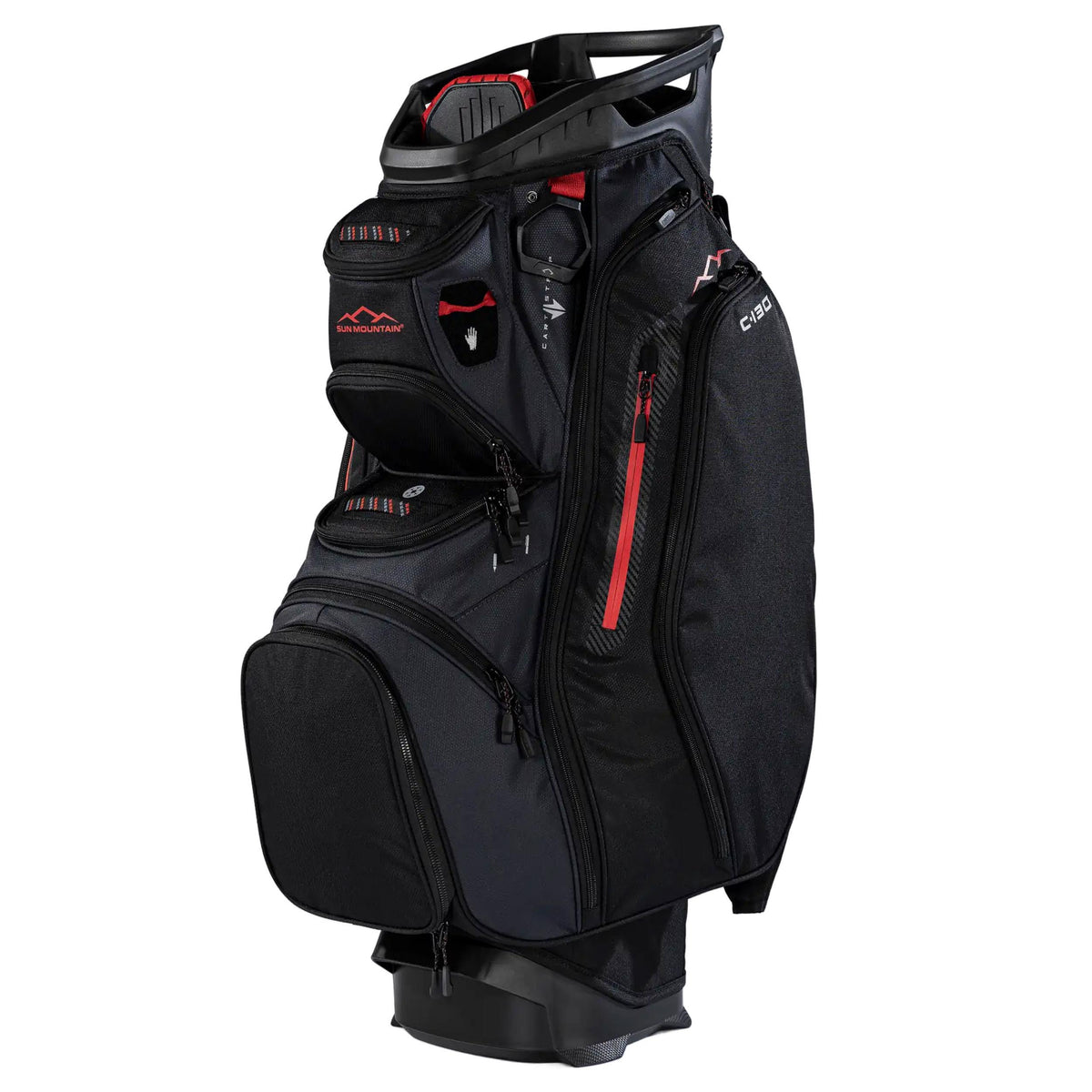 Sun Mountain C-130 Cart Bag - Black/Steel/Red