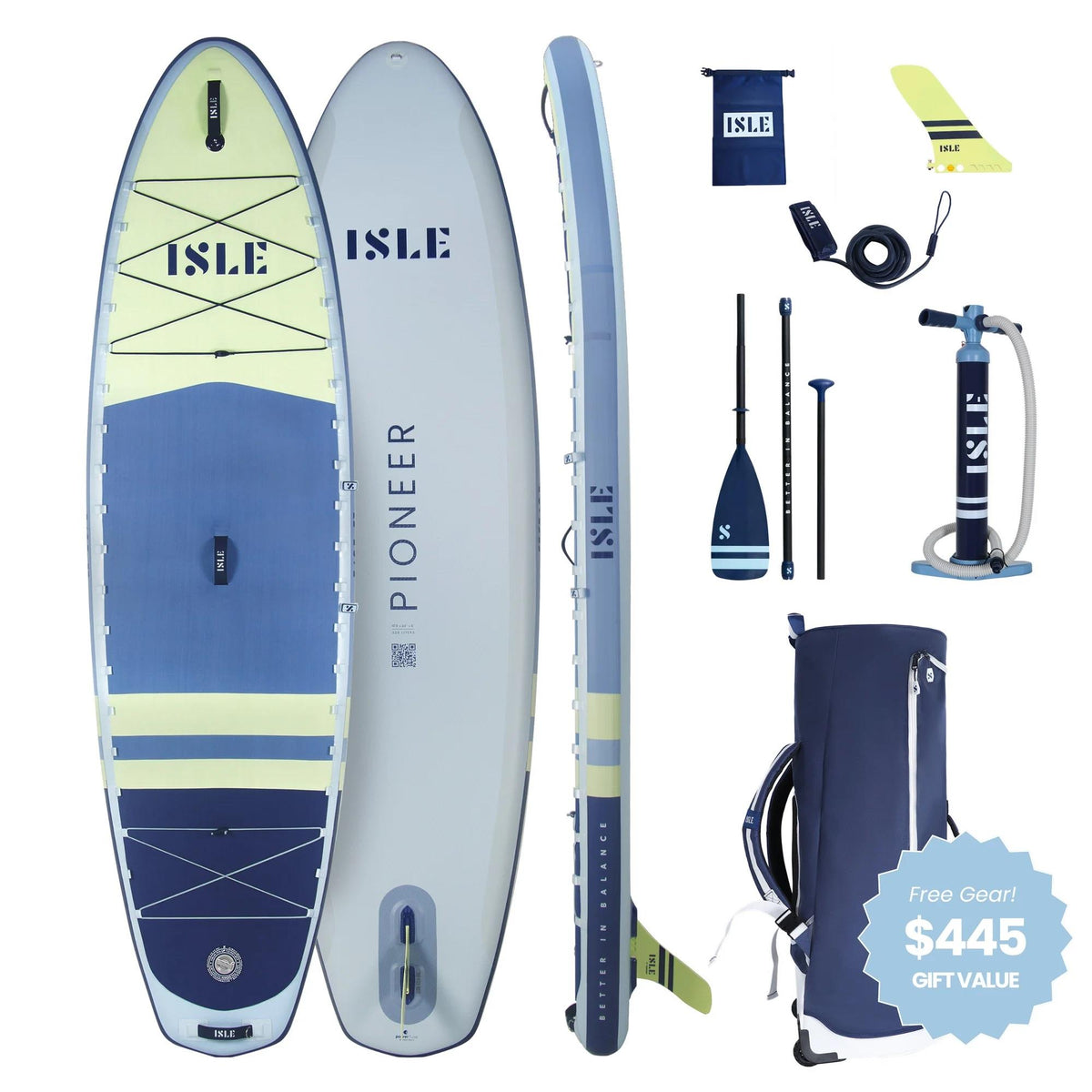 ISLE 10'6 Pioneer 3 Paddle Board - Ice/Lumin/Slate