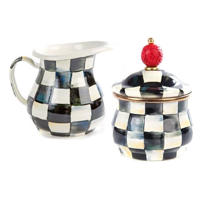 MacKenzie-Childs Sterling Check Creamer & Sugar Bowl Set