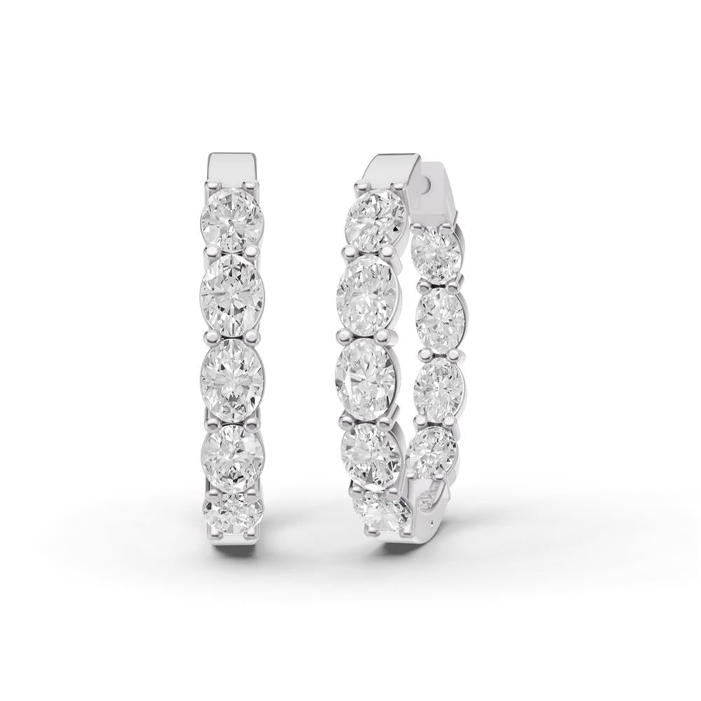Prestige Boutique Diamonds Oval Lab Diamond Hoop Earrings Size 2.06 CTW