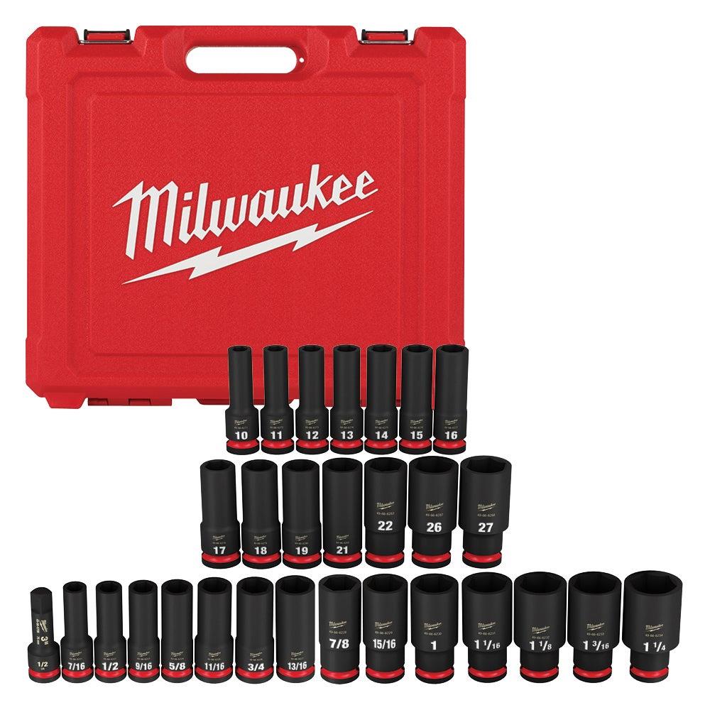 Milwaukee 29pc SHOCKWAVE Impact Duty 1/2" Drive SAE & Metric Deep 6 Point Socket Set