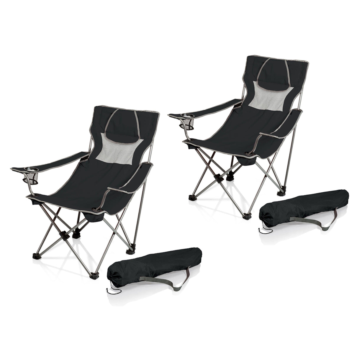 Oniva Campsite Camp Chair Black w/ Gray Accents - Set of 2