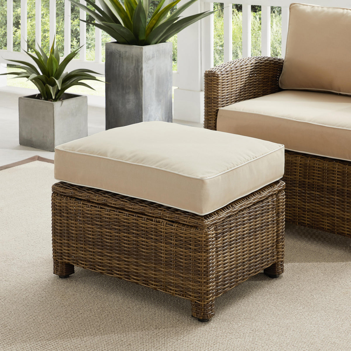 Crosley Outdoor Bradenton Wicker Outdoor Ottoman