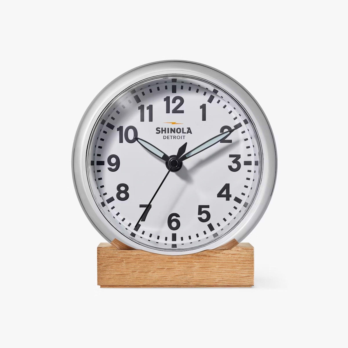 Shinola 6" Runwell Desk Clock Chrome/White