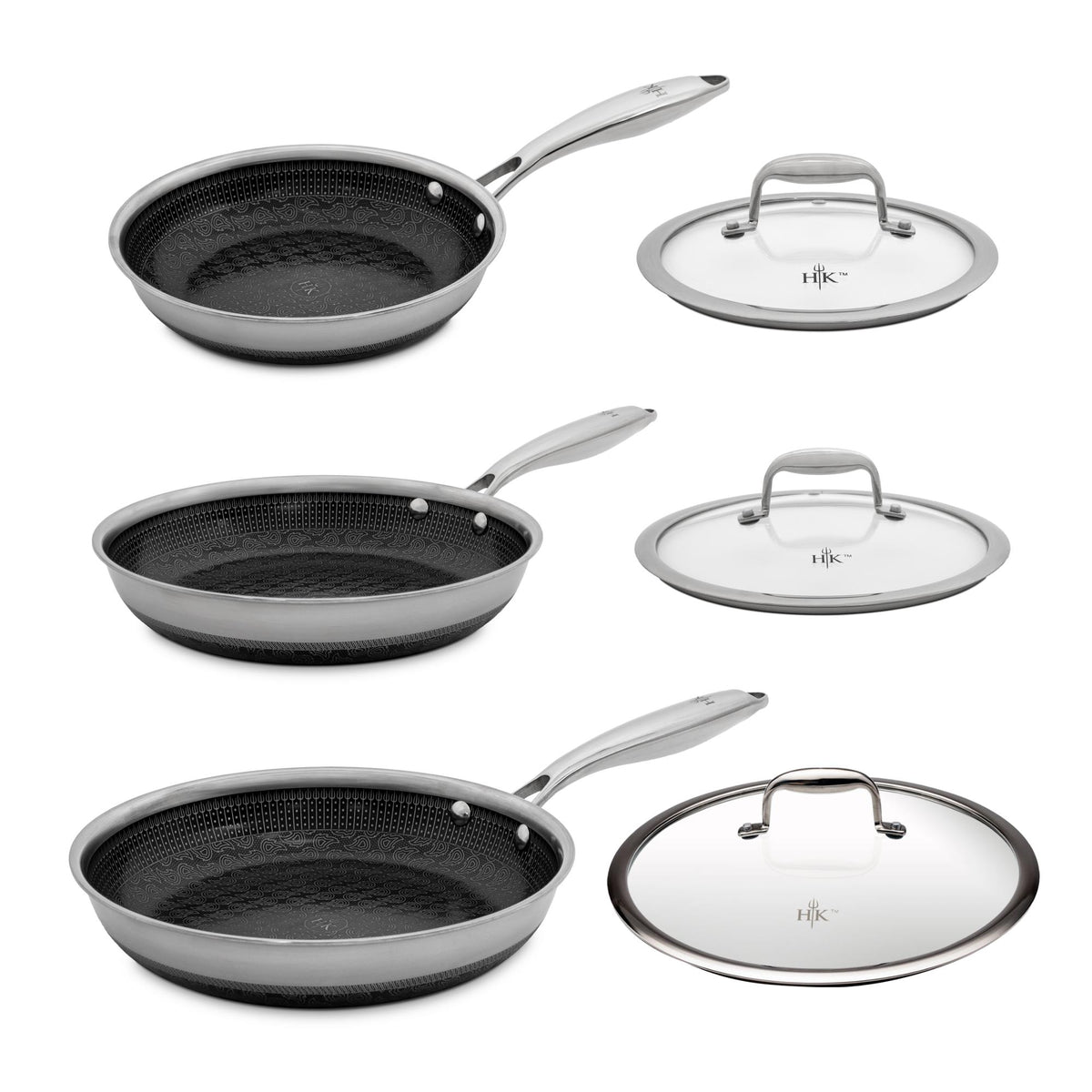 Hell's Kitchen Tri-Clad SS Hybrid 6 Piece Fry Pan Set