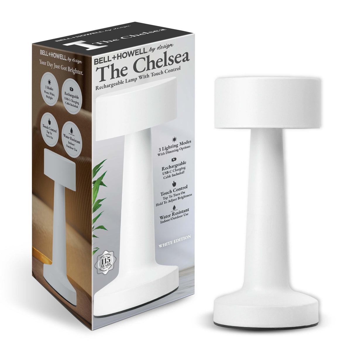 Bell + Howell Chelsea Portable Rechargeable Table Lamp Size 10"