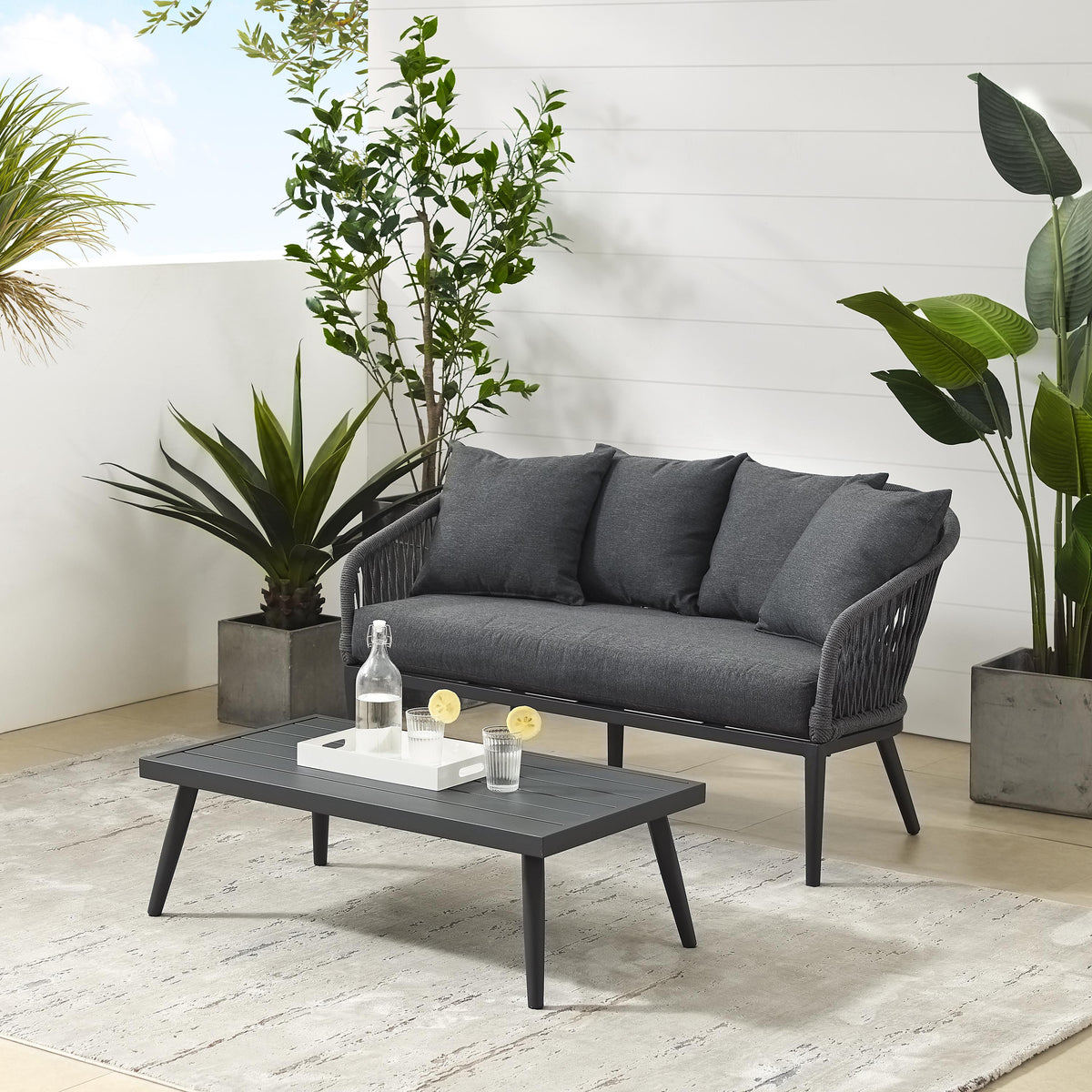 Crosley Outdoor Dover 2Pc Outdoor Loveseat Patio Furniture Set