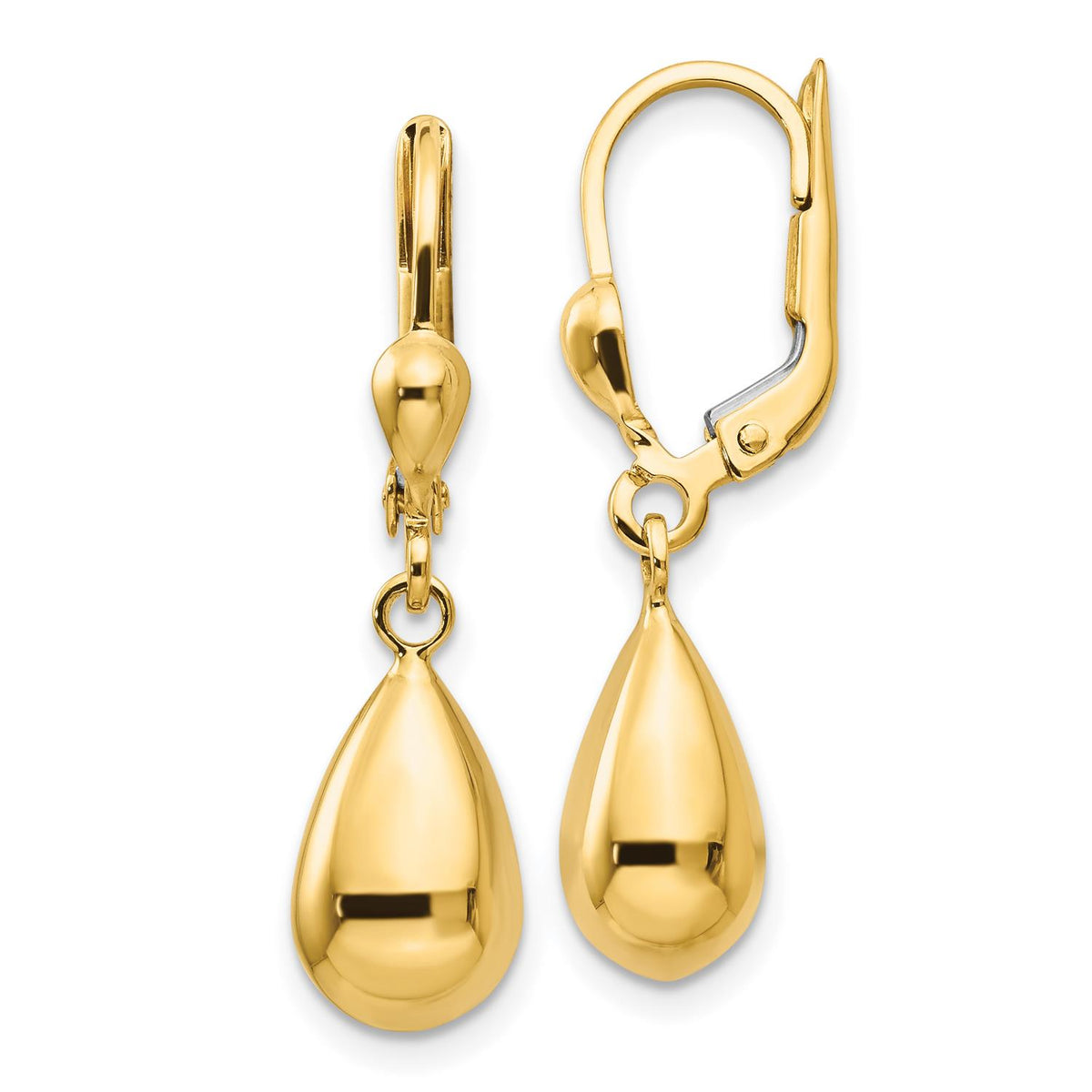 Distinctive 14k Polished Fancy Dangle Leverback Earrings