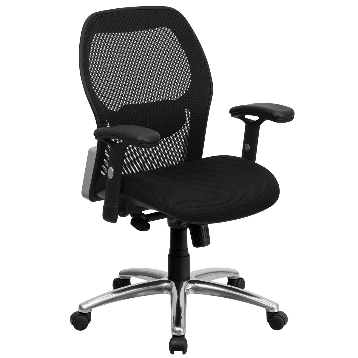 Flash Furniture Mid-Back Black Mesh Office Chair w/Knee Tilt Control-Adjustable Lumbar/Arms