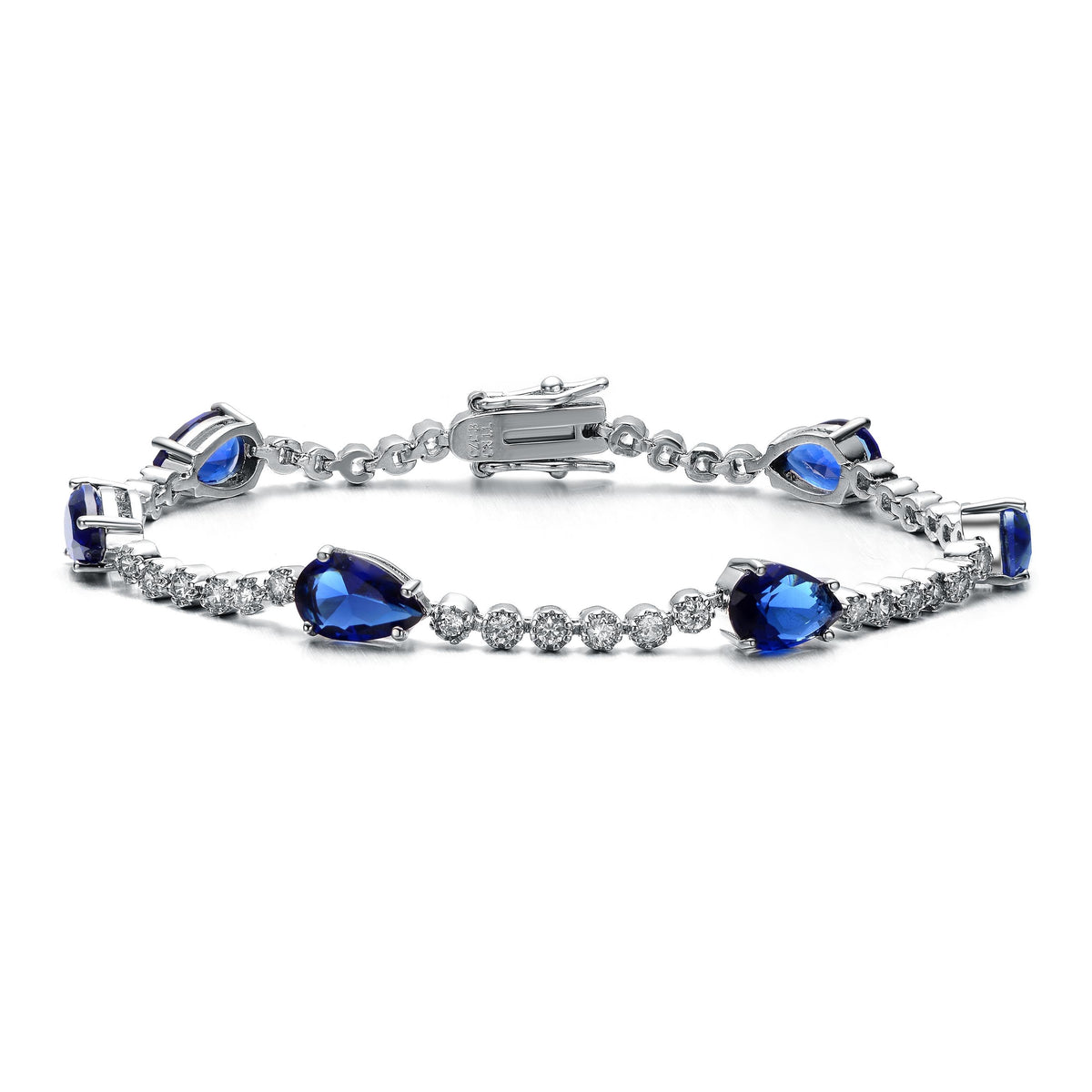 GENEVIVE CZ Blue Tennis Bracelet Size 7"